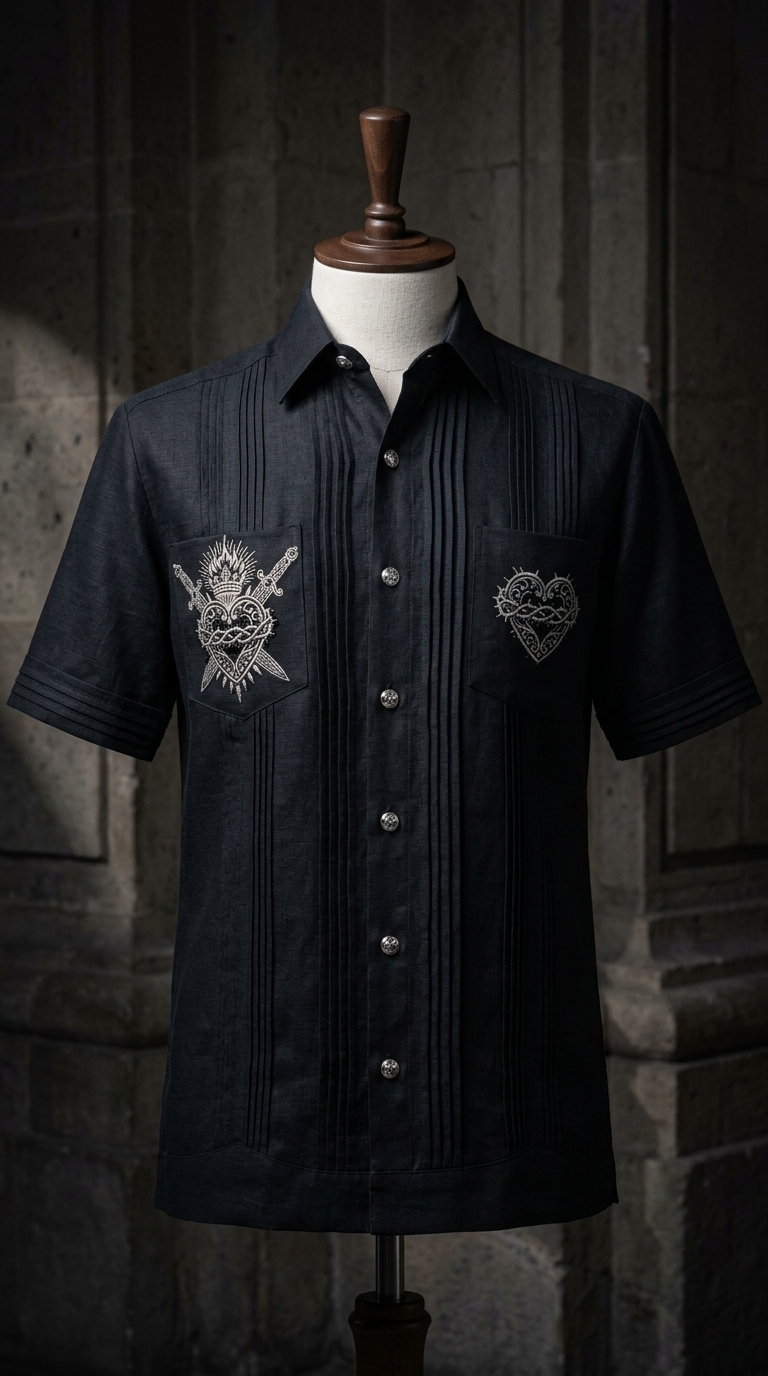 Haute Guayabera Obsidian Noir Frontal